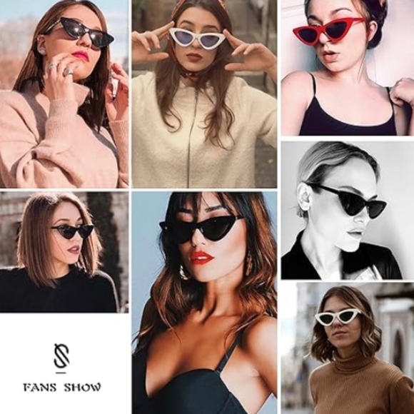 Vintage Narrow Cat Eye Sunglasses Clout Goggles SJ2044 Pink - Picture 4 of 6